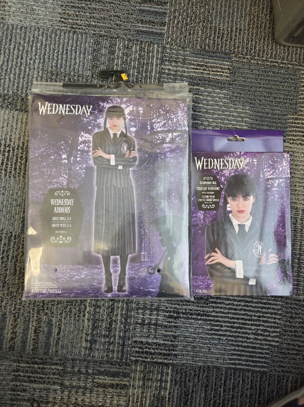 Wednesday Nevermore Academy Costume--NWT--Adult Size Small 2-4--Includes Wig